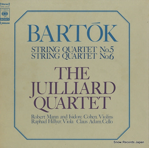 JULLIARD QUARTET, THE bartok; string quartet no.5 and no.6 SONC10125