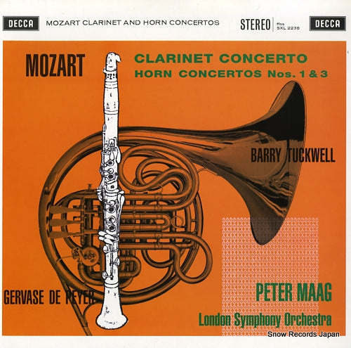 PEYER, GERVASE DE / BARRY TUCKWELL mozart; clarinet concerto / horn concertos nos.1 & 3 SXL2238