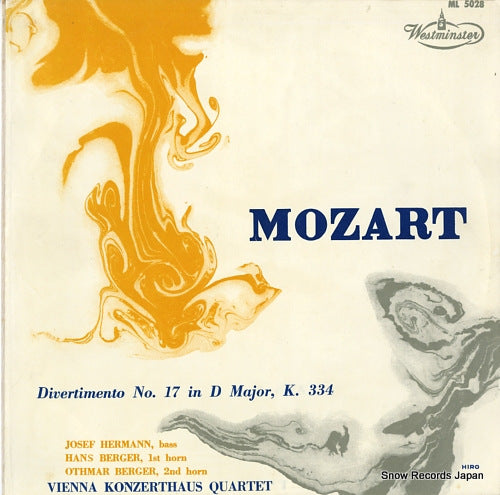 VIENNA KONZERTHAUS QUARTET mozart; divertimento no.17 in d major, k.334 ML5028