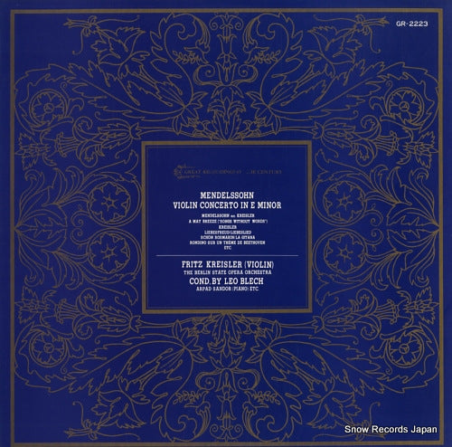 KREISLER, FRITZ mendelssohn; violin concerto in e minor GR-2223