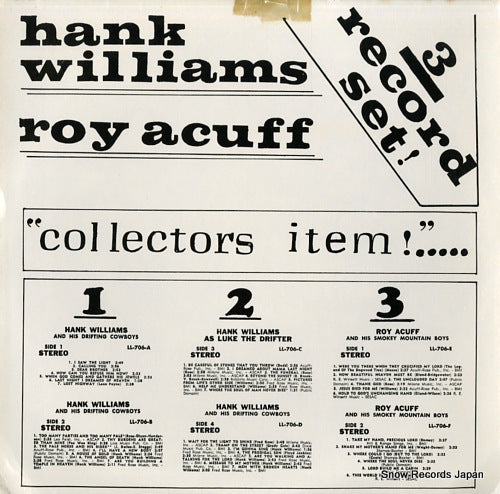 WILLIAMS, HANK / ROY ACUFF collectors item!...3record set! LL-706