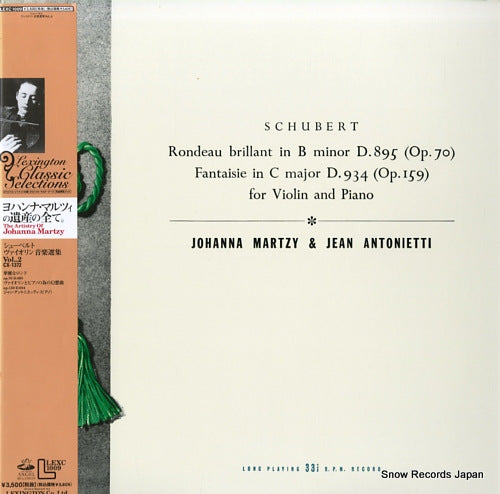 MARTZY, JOHANNA, AND JEAN ANTONIETTI schubert; rondeau brillant in b minor d.895(op.70) LEXC1009