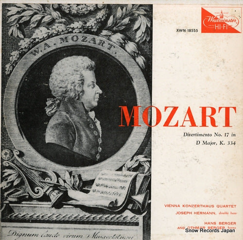 VIENNA KONZERTHAUS QUARTET, THE mozart; divertimento no.17 in d major, k.334 XWN18555