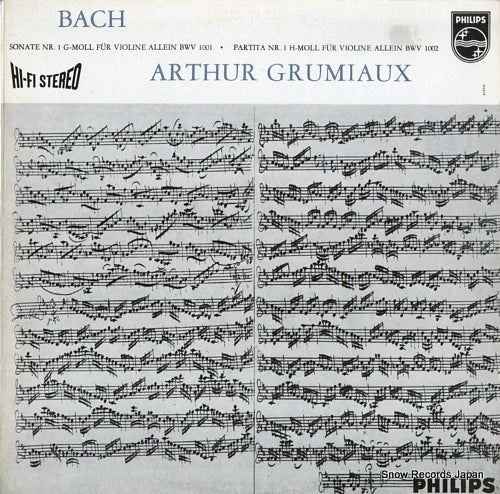 GRUMIAUX, ARTHUR bach; sonaten und partiten fur violine allein sonata 1 and partita 1 835198AY