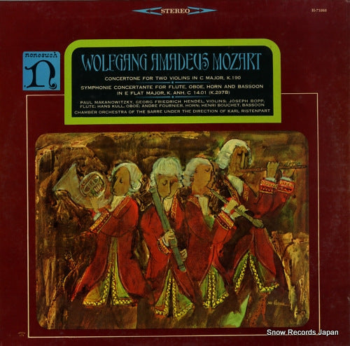 RISTENPART, KARL mozart; concertone for two violin in c major k.190 H-71068