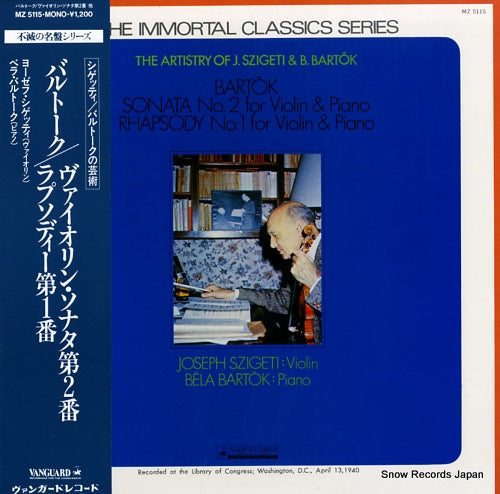 SZIGETI, JOSEPH bartok; sonata no.2 for violin & piano MZ5115