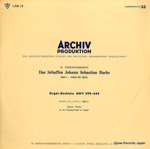 WALCHA, HELMUT bach; orgel-buchlein bwv 599-644 LAM-19