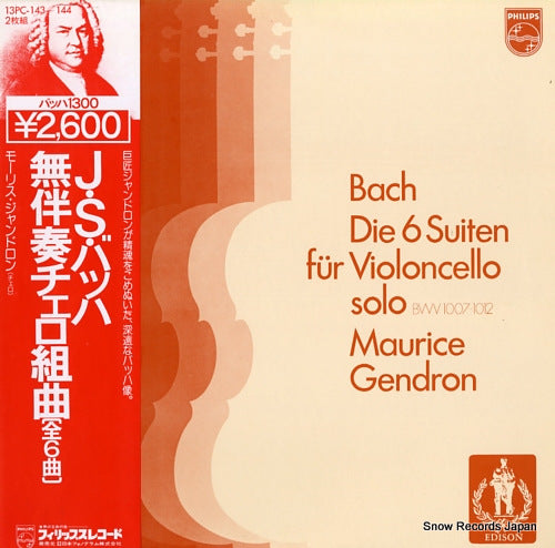 GENDRON, MAURICE bach; die 6 suiten fur violoncello solo 13PC-143