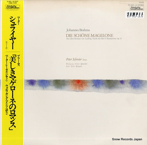 SCHREIER, PETER brahms; die schone magelone ET-4033-34