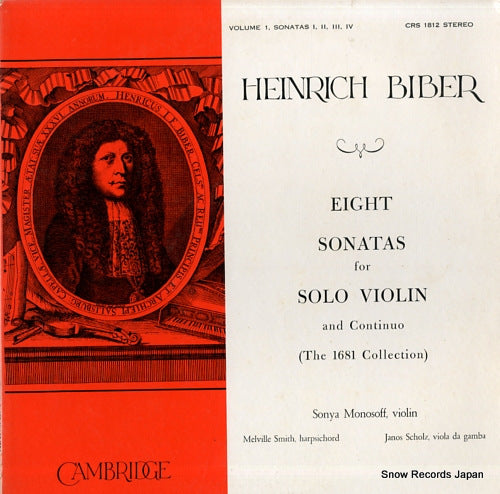 MONOSOFF, SONYA biber; eight sonatas for solo violin and continuo CRS1812
