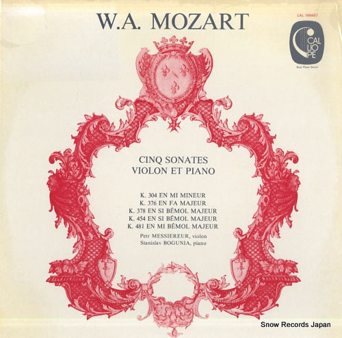 MESSIEREUR, PETR w.a.mozart; cinq sonates violon et piano CAL166667