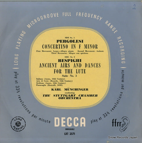 MUNCHINGER, KARL pergolesi; concertino in f minor LXT2571