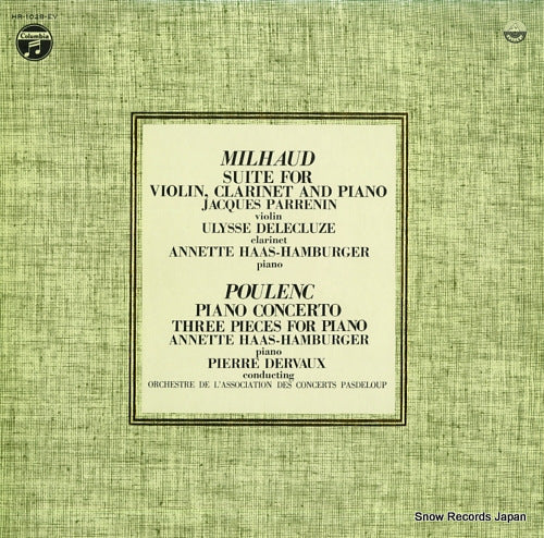 V/A milhaud; suite for violin, clarinet and piano HR-1028-EV