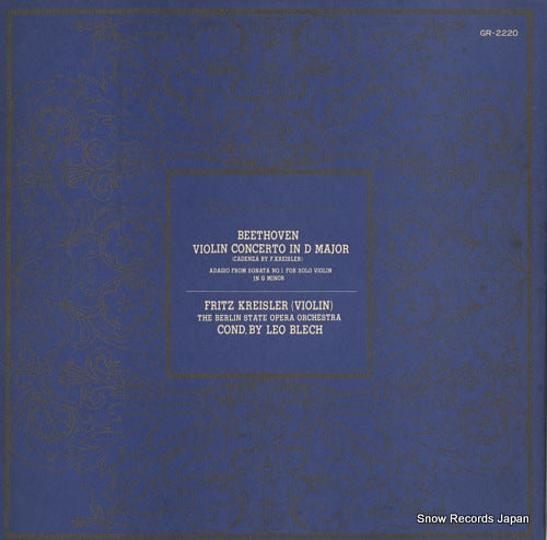 KREISLER, FRITZ beethoven; violin concerto in d major GR-2220