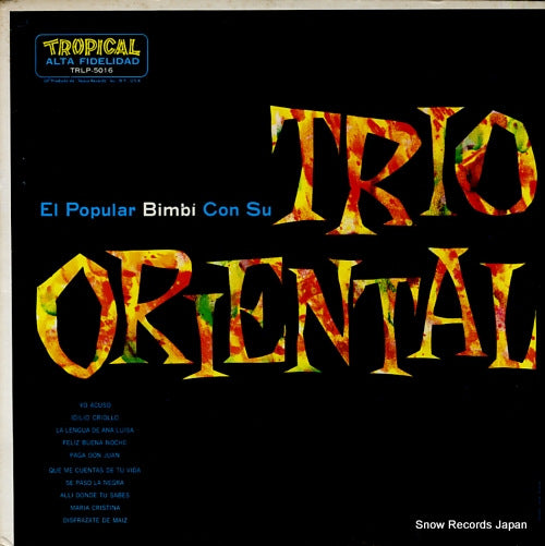 BIMBI Y SU TRIO ORIENTAL el popular bimbi con su trio oriental TRLP-5016