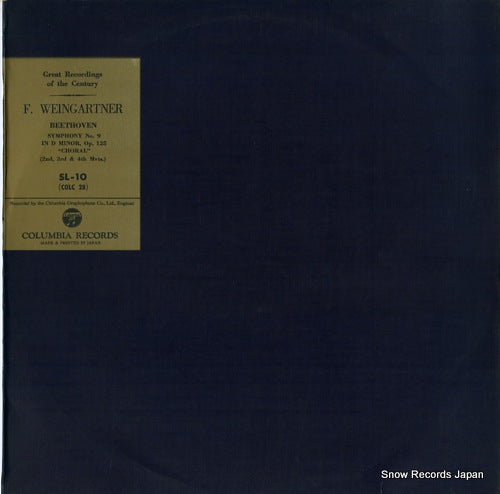 WEINGARTNER, FELIX beethoven; symphony no.9 "choral" SL-10