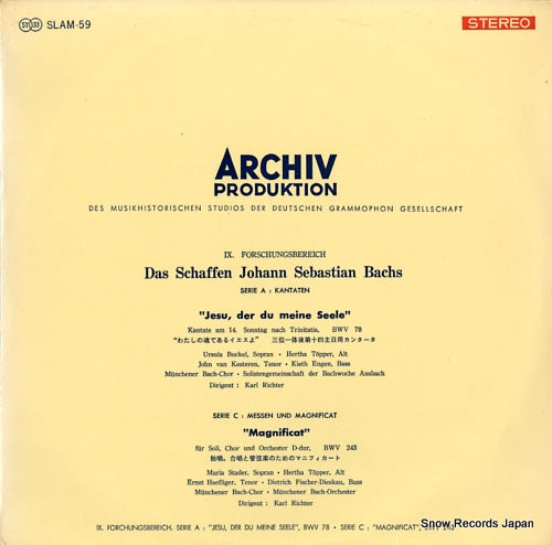 RICHTER, KARL bach; jesu der du meine seele/magnificat SLAM-59
