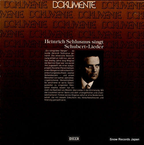 SCHLUSNUS, HEINRICH heinrich schlusnus singt schubert-lieder 6.41941