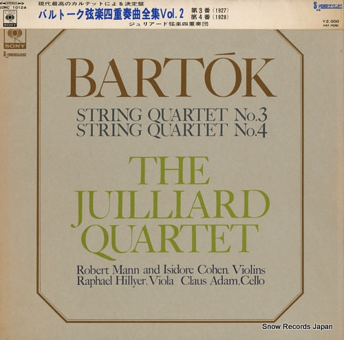 JULLIARD QUARTET, THE bartok; string quartet no.3 & no.4 SONC10124