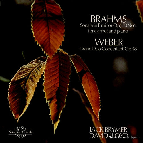 BRYMER, JACK brahms; sonata in f minor op.120 no.1 for clarinet and piano NIMBUS2108