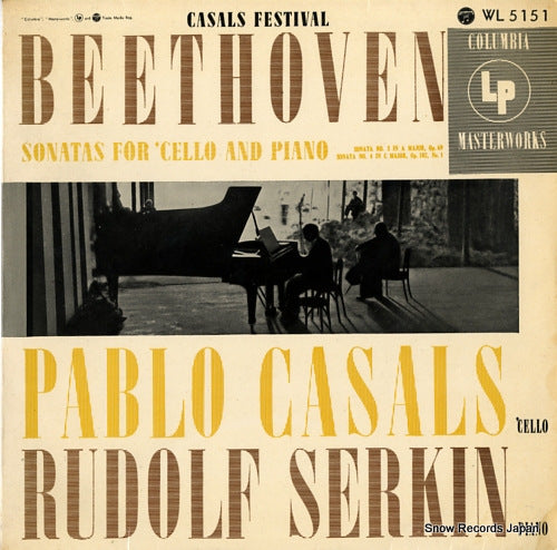 CASALS, PABLO beethoven; sonatas for 'cello and piano WL5151