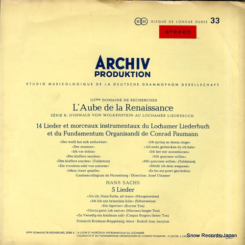 ULSAMER, JOSEF 14 lieder et morceaux instrumentaux du lochamer liederbuch 198322