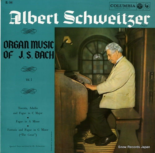 SCHWEITZER, ALBERT organ music of j.s. bach OL-144