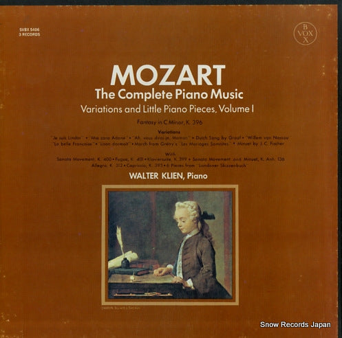 KLIEN, WALTER mozart; the complete piano music vol.1 SVBX5406