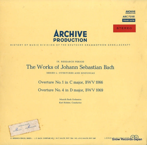 RICHTER, KARL bach; 2 overtures ARC73181