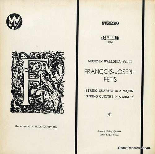 BRUSSELS STRING QUARTET fetis; music in wallonia vol.2 MHS3266