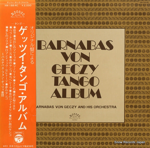 GECZY, BARNABAS VON barnabas von geczy tango album XM-188-RC