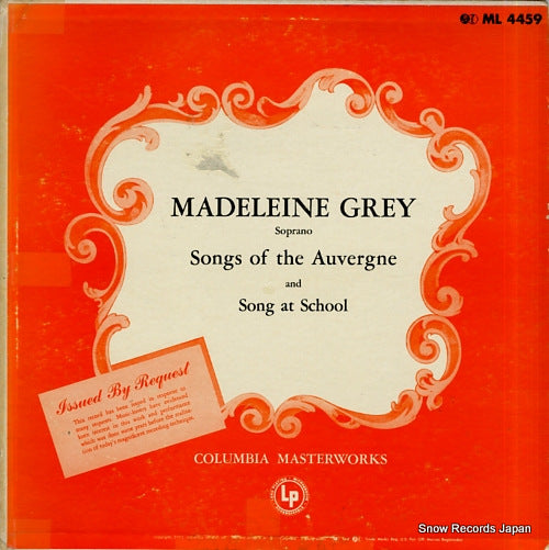 GREY, MADELEINE songs of the auvergne and song at school ML4459