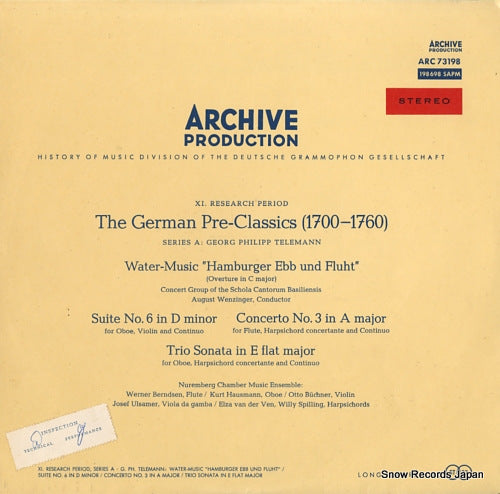 V/A telemann; water-music "hamberger ebb und fluht" ARC73198