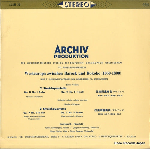 LOEWENGUTH QUARTET, THE vachon / d'alayrac; 2 streichquartette SLAM-20
