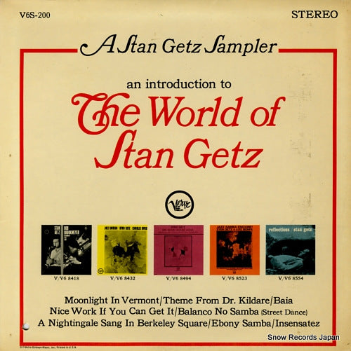 GETZ, STAN a stan getz sampler - an introduction to the world of stan getz V6S-200