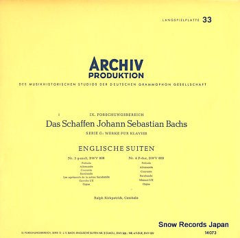 KIRKPATRICK, RALPH j.s.bach; englische suiten nr.3 g-moll 14073