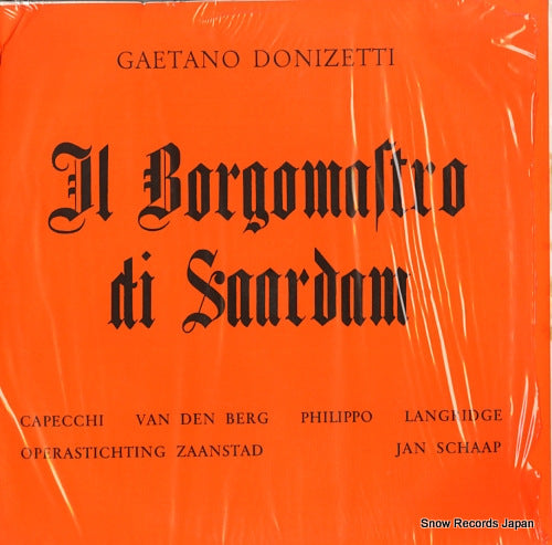 SCHAAP, JAN donizetti; il borgomastro di saardam RARITAS7 / OPR7