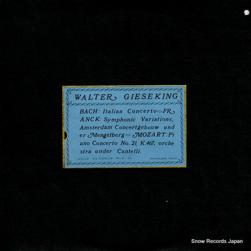 GIESEKING, WALTER bach; italian concerto MLG70
