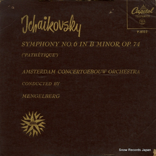 MENGELBERG, WILLEM tchaikovsky; symphony no.6 "pathetique" P-8103