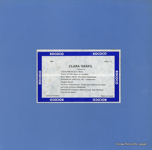 HASKIL, CLARA bach; toccata bw 914 RR-2089