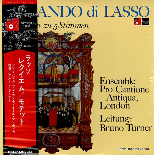 TURNER, BRUNO orland di lasso; requiem zu 5 stimmen missa pro de functis 5 vocum ULX-3041-H