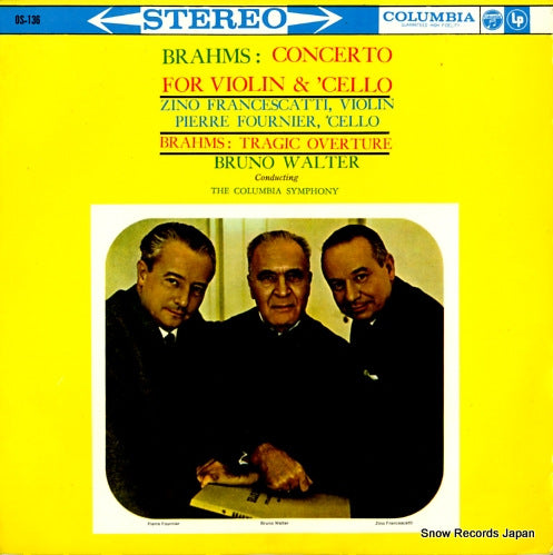 WALTER, BRUNO brahms; concerto for violin and cello OS-136