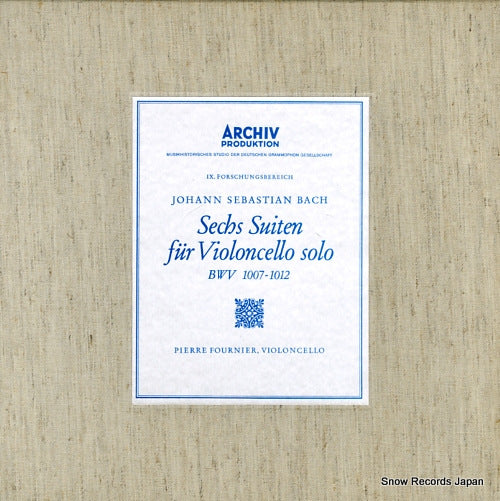 FOURNIER, PIERRE bach; sechs suiten fur violoncello solo bwv1007-1012 198356 / 2710005