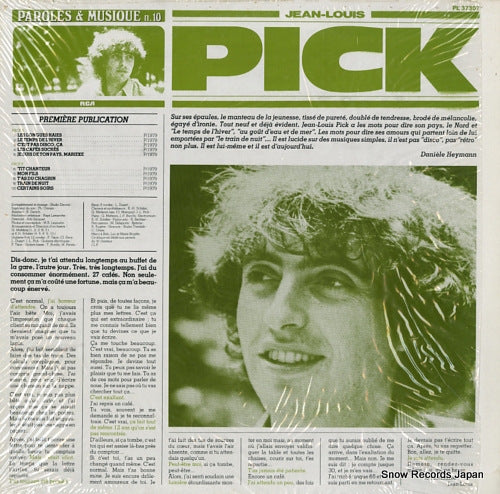 PICK, JEAN-LOUIS jean-louis pick PL37307