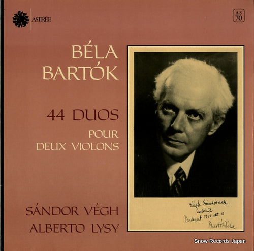VEGH, SANDOR, AND ALBERTO LYSY bartok; 44 duos pour deux violons AS70