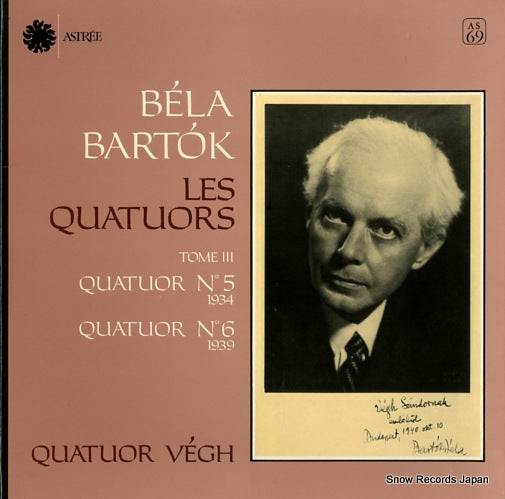 QUATUOR VEGH bartok; les quatuors AS69
