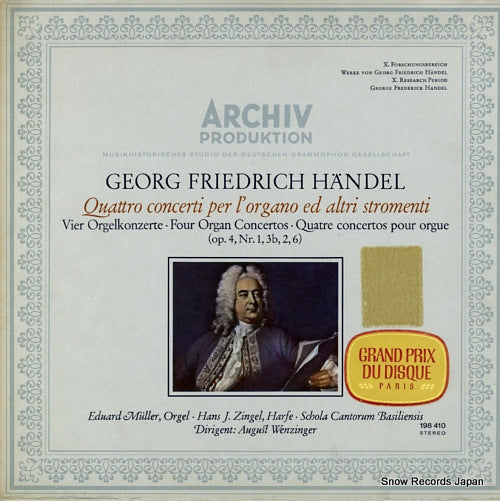 WENZINGER, AUGUST handel; quattro concerti per l'organo ed altri stromenti 198410