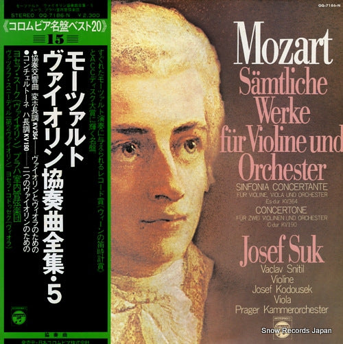 SUK, JOSEF mozart; samtliche werke fur violine und orchester OQ-7186-N