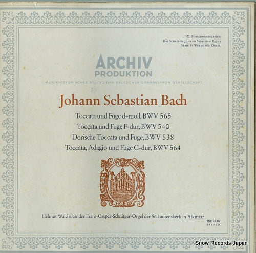 WALCHA, HELMUT bach; toccata und fuge d-moll bwv565 198304