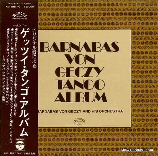 GECZY, BARNABAS VON barnabas von geczy tango album XM-188-RC